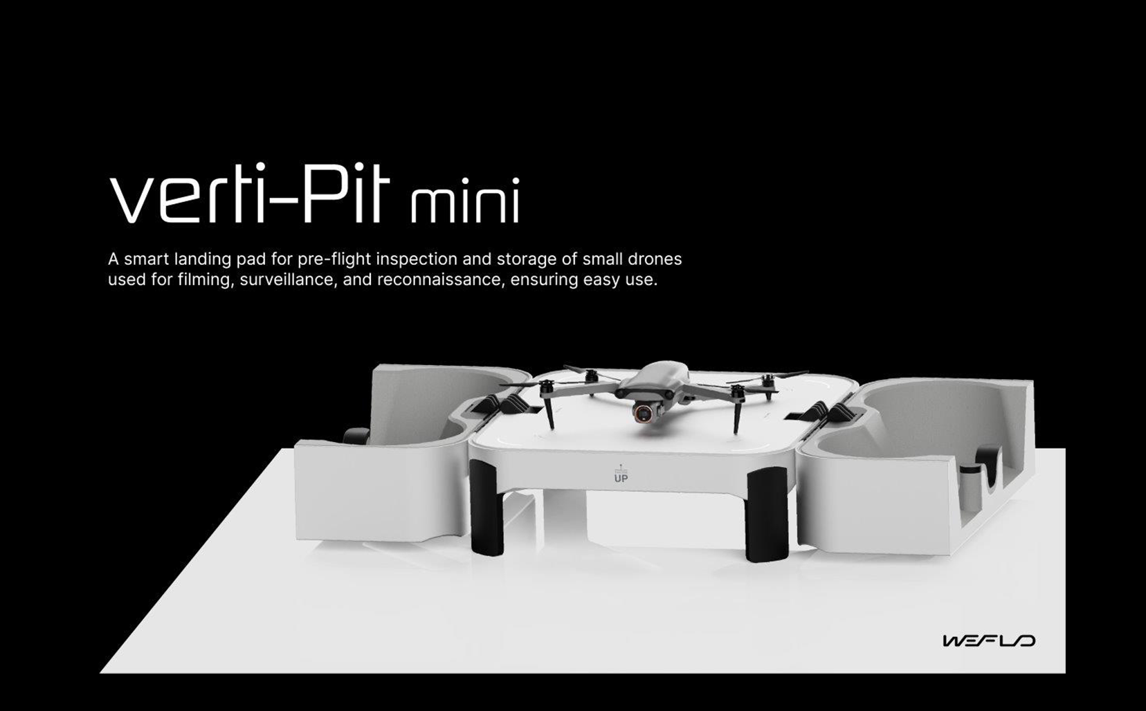 Verti-Pit Mini is a smart landing pad for drone storage and pre-flight inspection