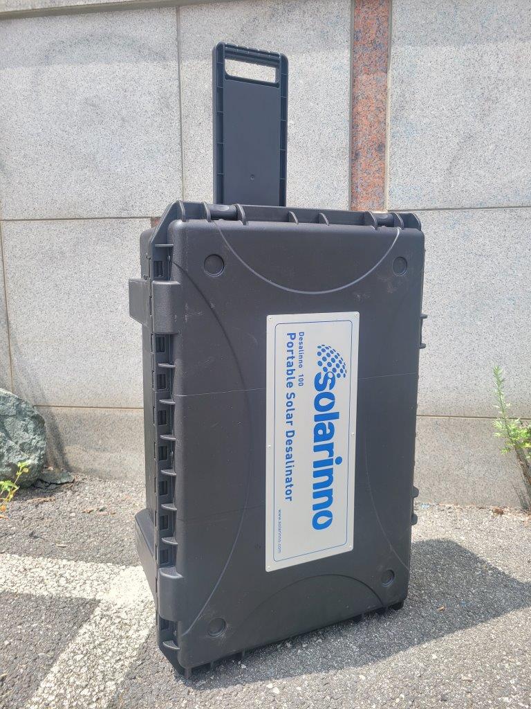 Desalinno 100A: Portable solar-powered desalination unit.