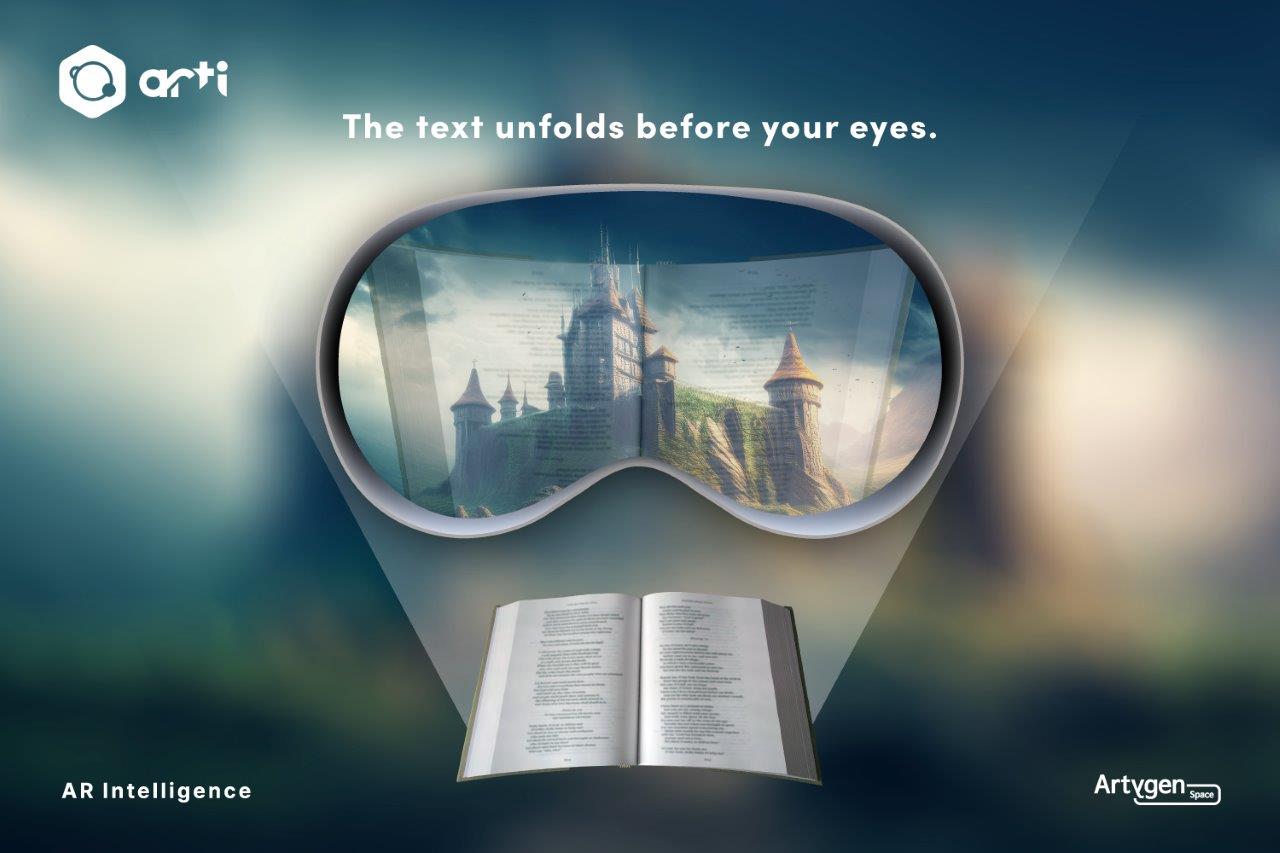 Arti: AR-powered reading experience transforming text into immersive visuals.