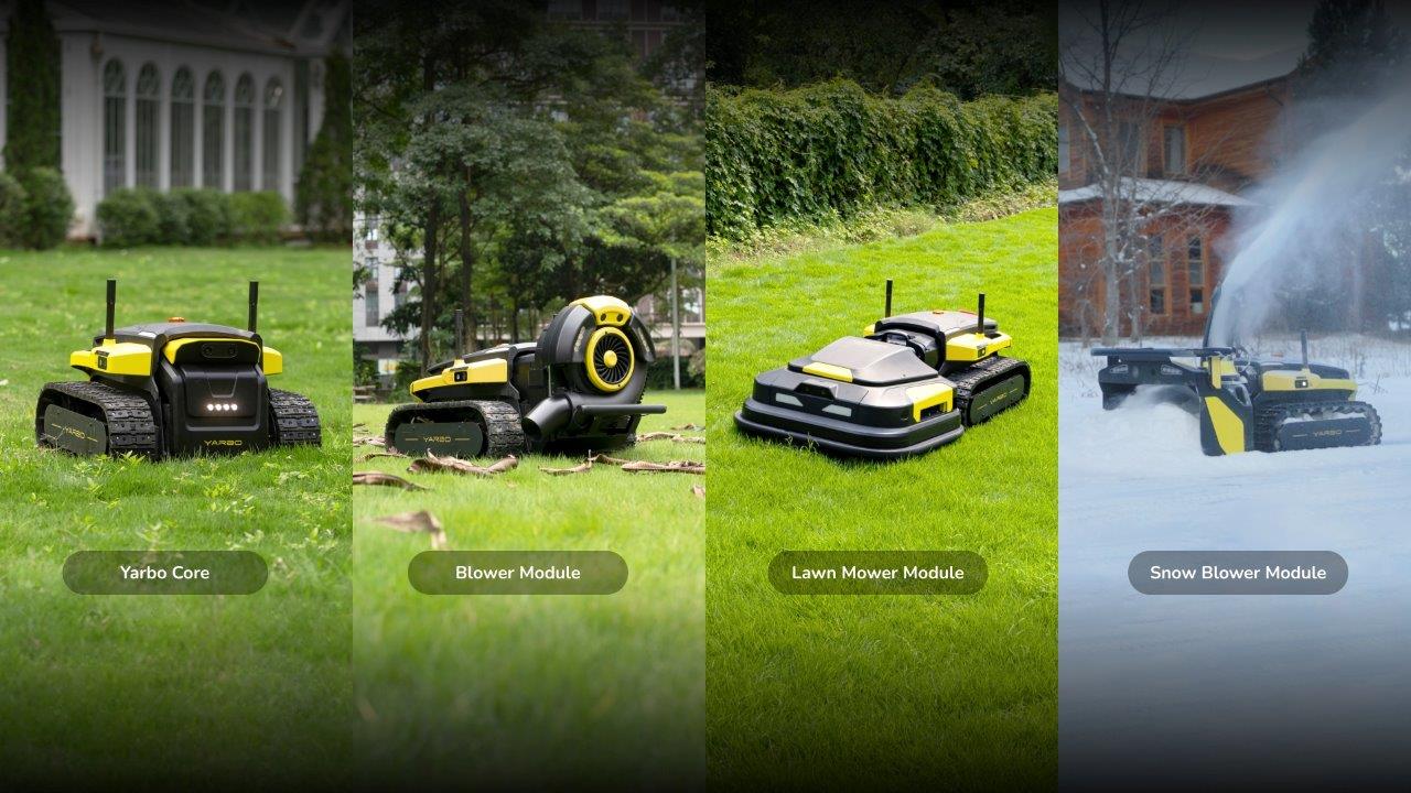 Yarbo, an innovative modular robot designed to autonomously maintain yards and outdoor spaces year-round. 