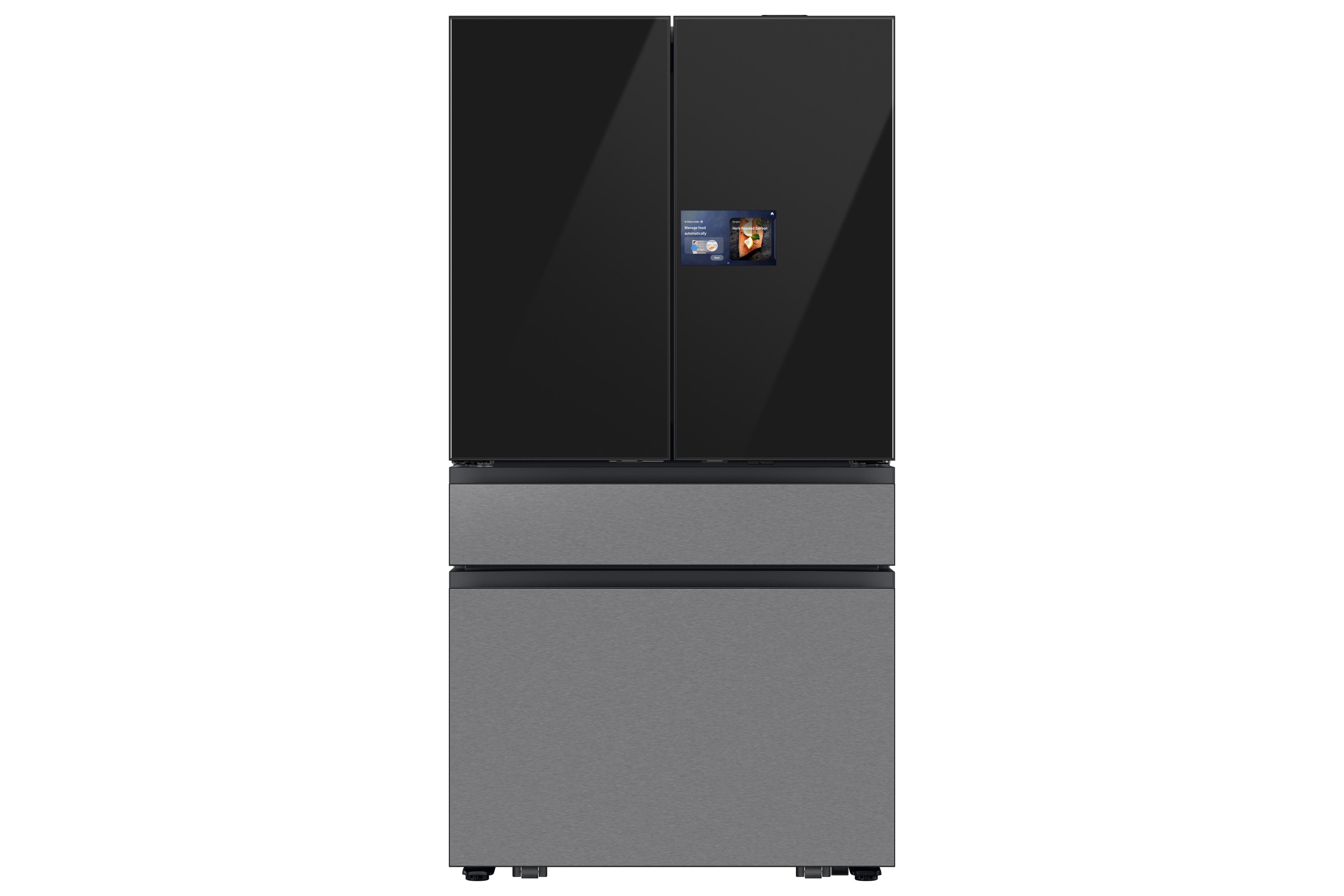 Front Charcoal Glass Matte Stainless Steel French door refrigerator 