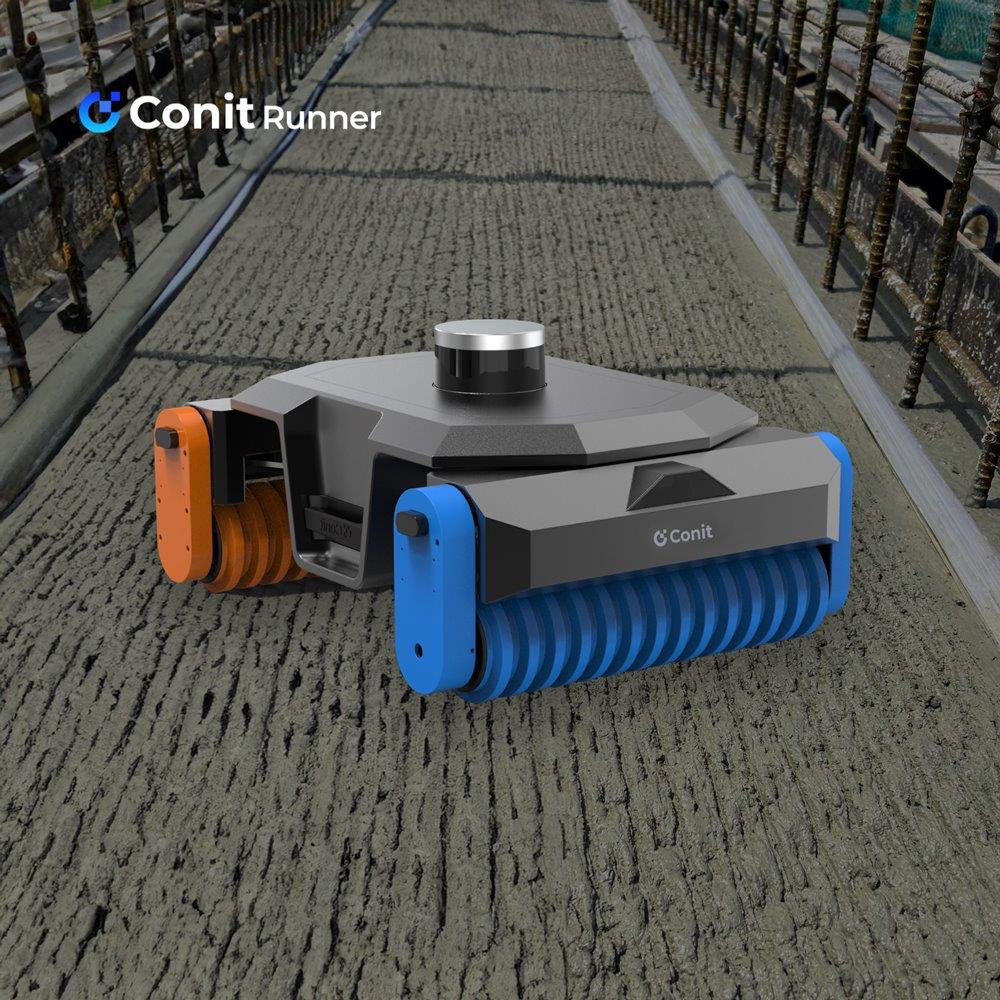 CONIT Runner: Autonomous robot for reinforcing wet concrete.