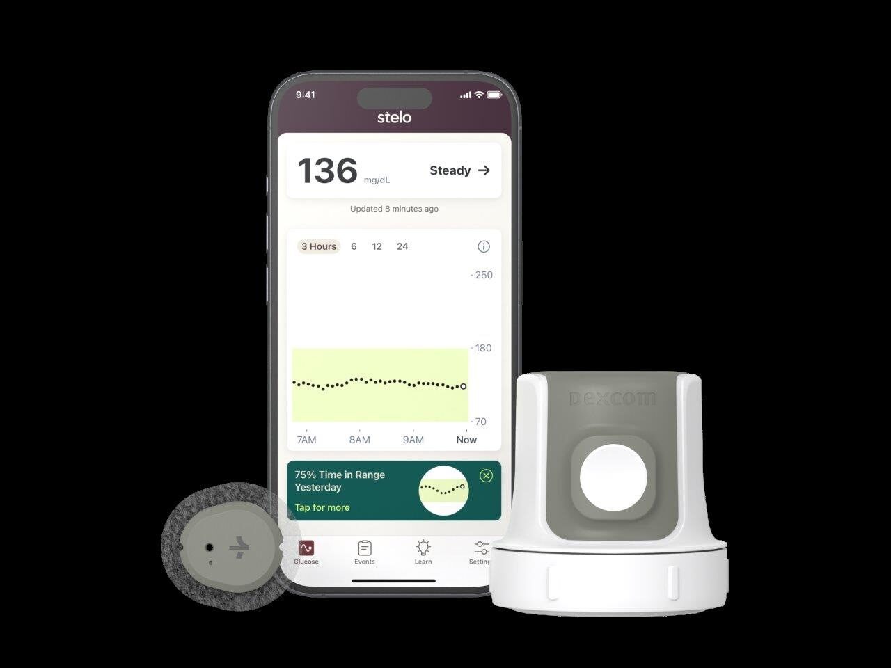 Stelo, FDA-cleared over-the-counter glucose biosensor.