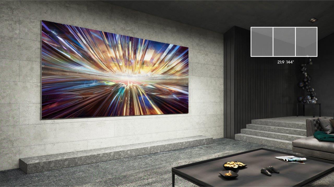 Samsung MICRO LED: the TGV (Through Glass Via) 144-inch, 21:9 aspect ratio MICRO LED TV