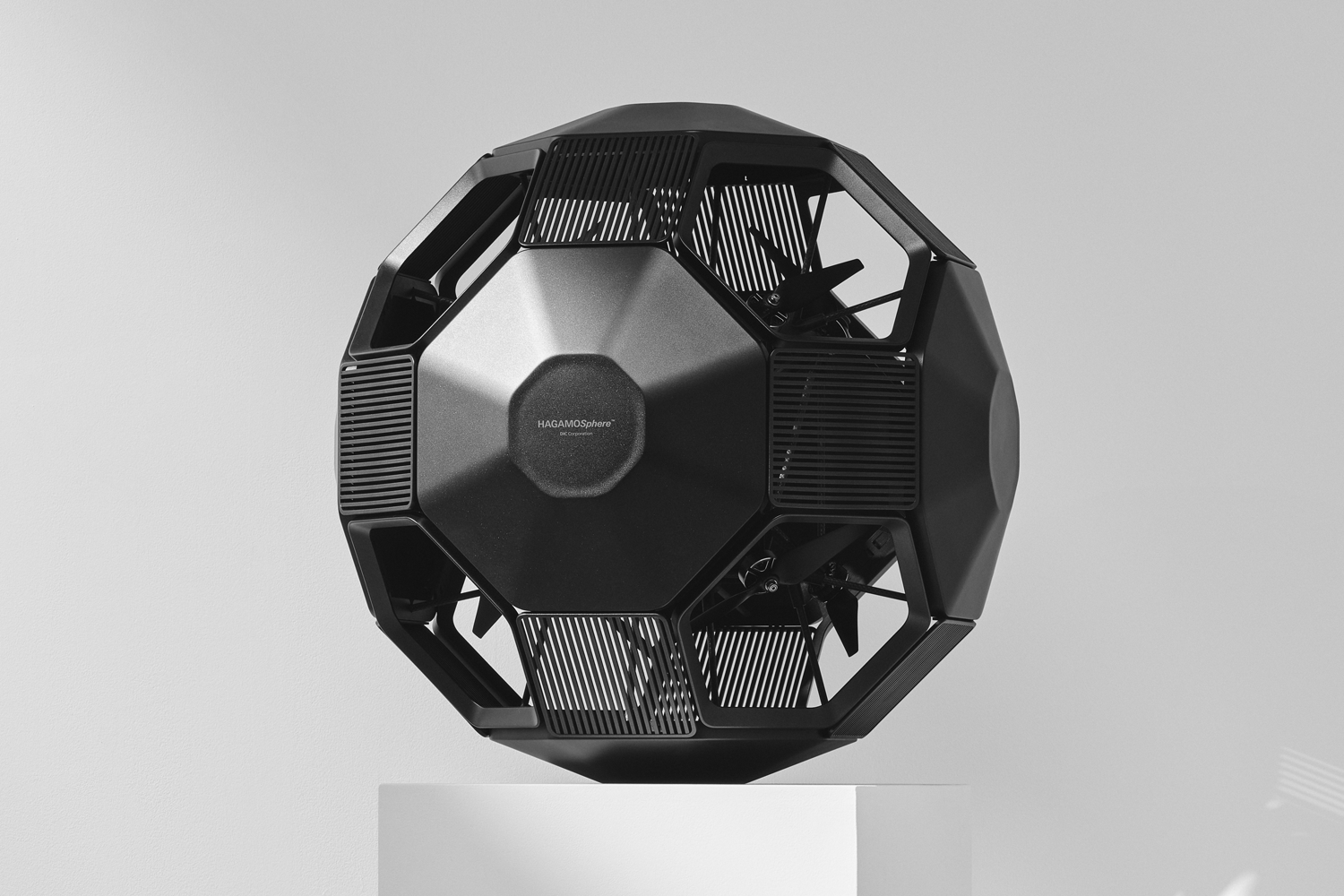 HAGAMOSphere™ is a spherical drone with eight propellers mounted on a cubic frame