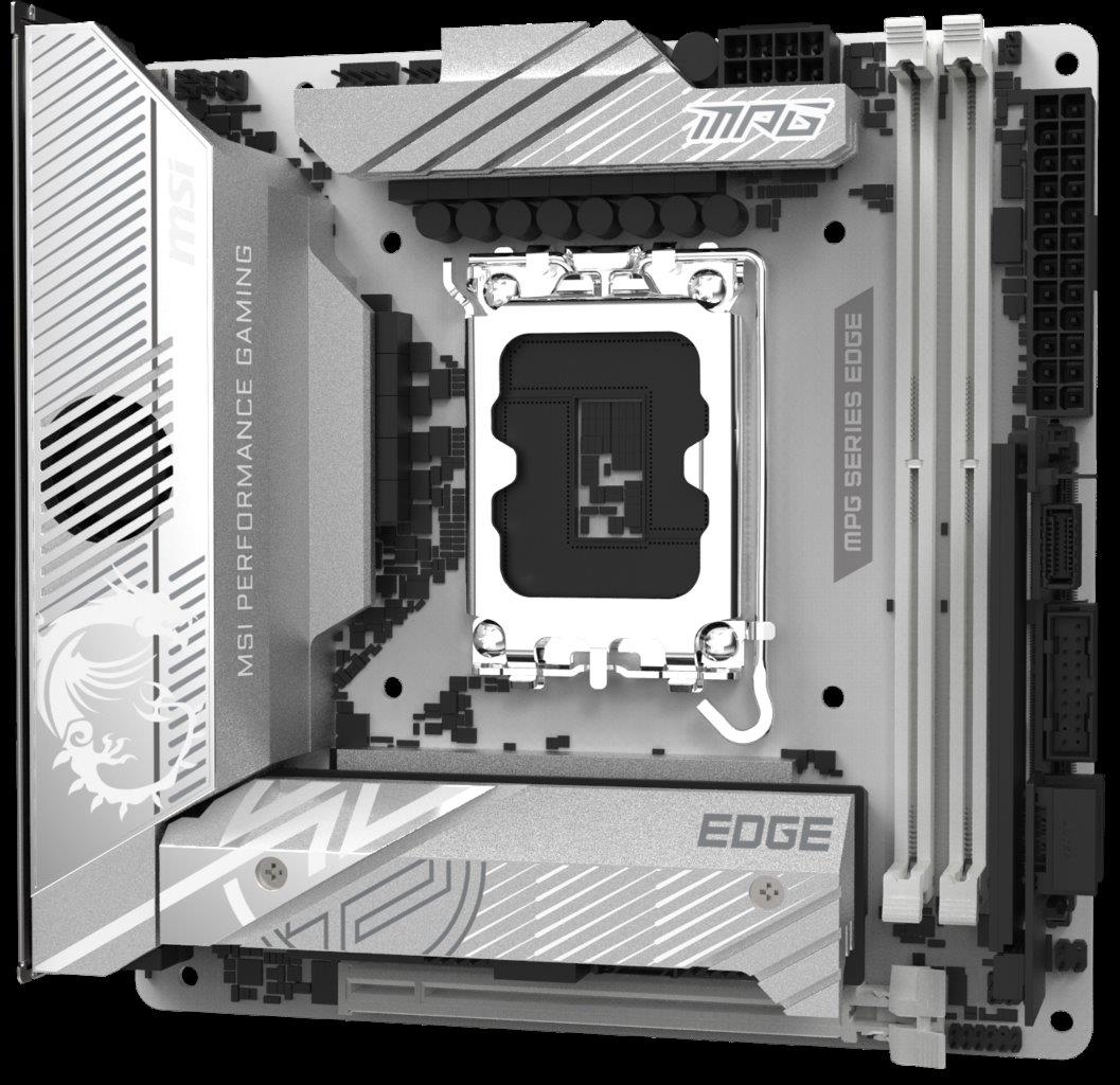  MPG Z890I EDGE TI WIFI, a white color, compact ITX motherboard 